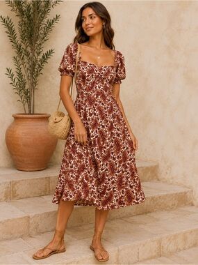 faithfull la falaise midi dress FAITHFULL THE BRAND La Falaise midi dress sz 4 S Hestia floral print